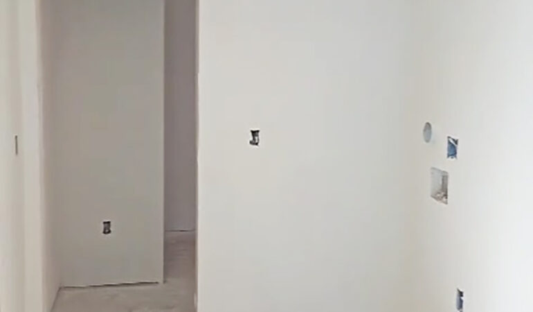Interior walls during drywall finishing